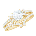 Certified 6 MM Cushion Lab Grown Diamond Engagement Ring with Wedding Band Lab - ( EF-VS ) - Rosec Jewels