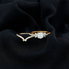 Certified 6 MM Cushion Lab Grown Diamond Engagement Ring with Wedding Band Lab - ( EF-VS ) - Rosec Jewels