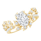 6X8MM Oval Lab Grown Diamond Petal Prong Engagement Ring Lab - ( EF-VS ) - Rosec Jewels