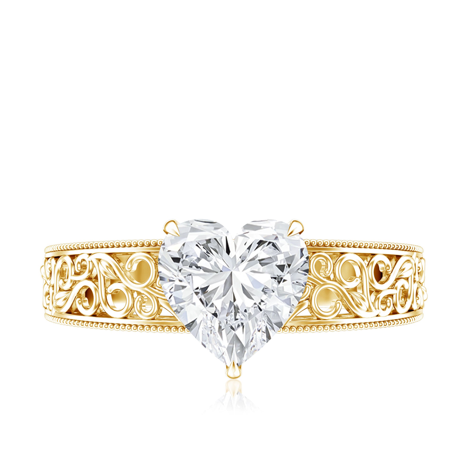 2 Carat Lab Grown Diamond Heart Engagement Ring Lab - ( EF-VS ) - Rosec Jewels