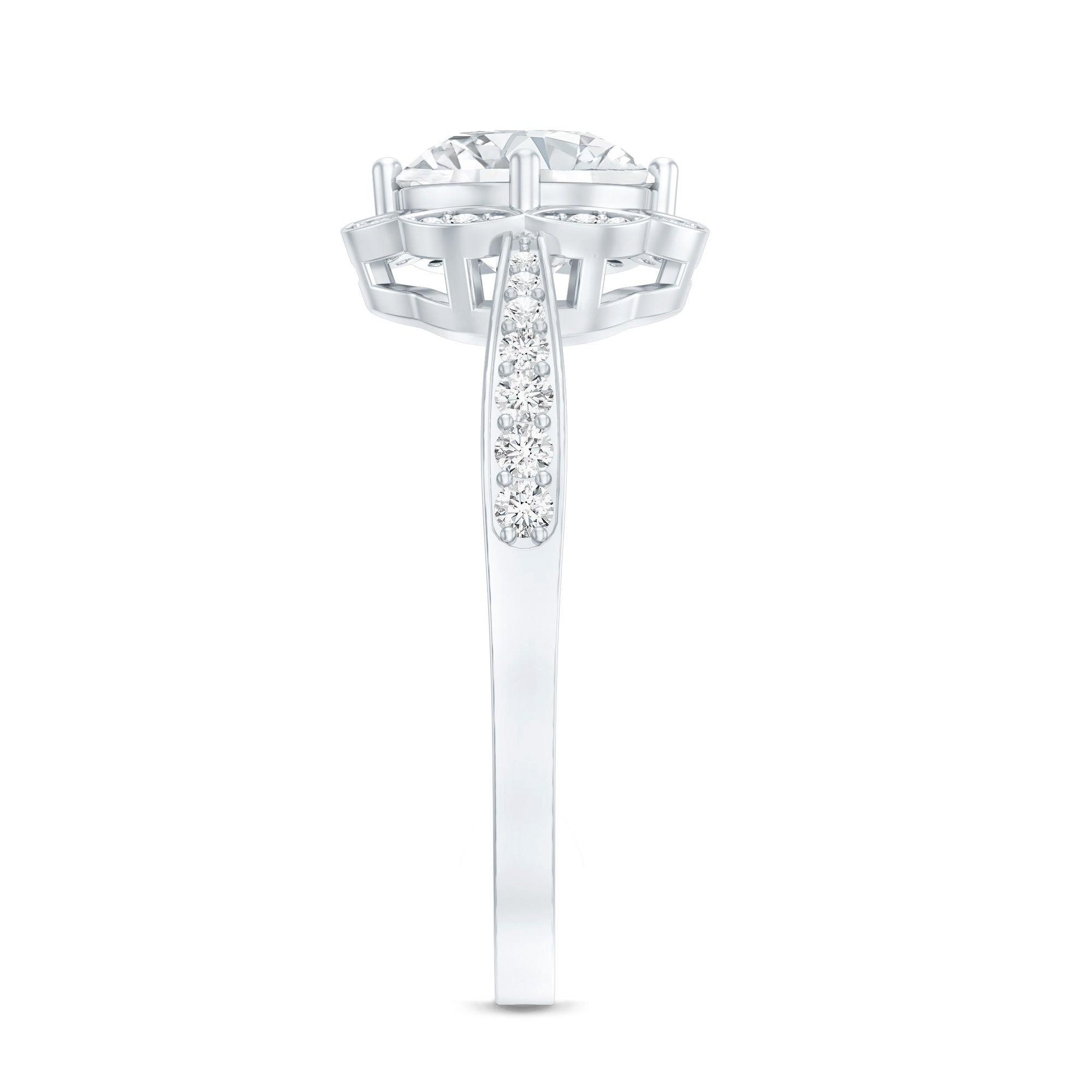 Rosec Jewels-Certified 7 MM Lab Grown Diamond Halo Engagement Ring