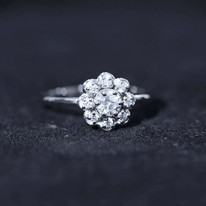 Certified Lab Grown Diamond Flower Promise Ring For Women Lab - ( EF-VS ) - Rosec Jewels