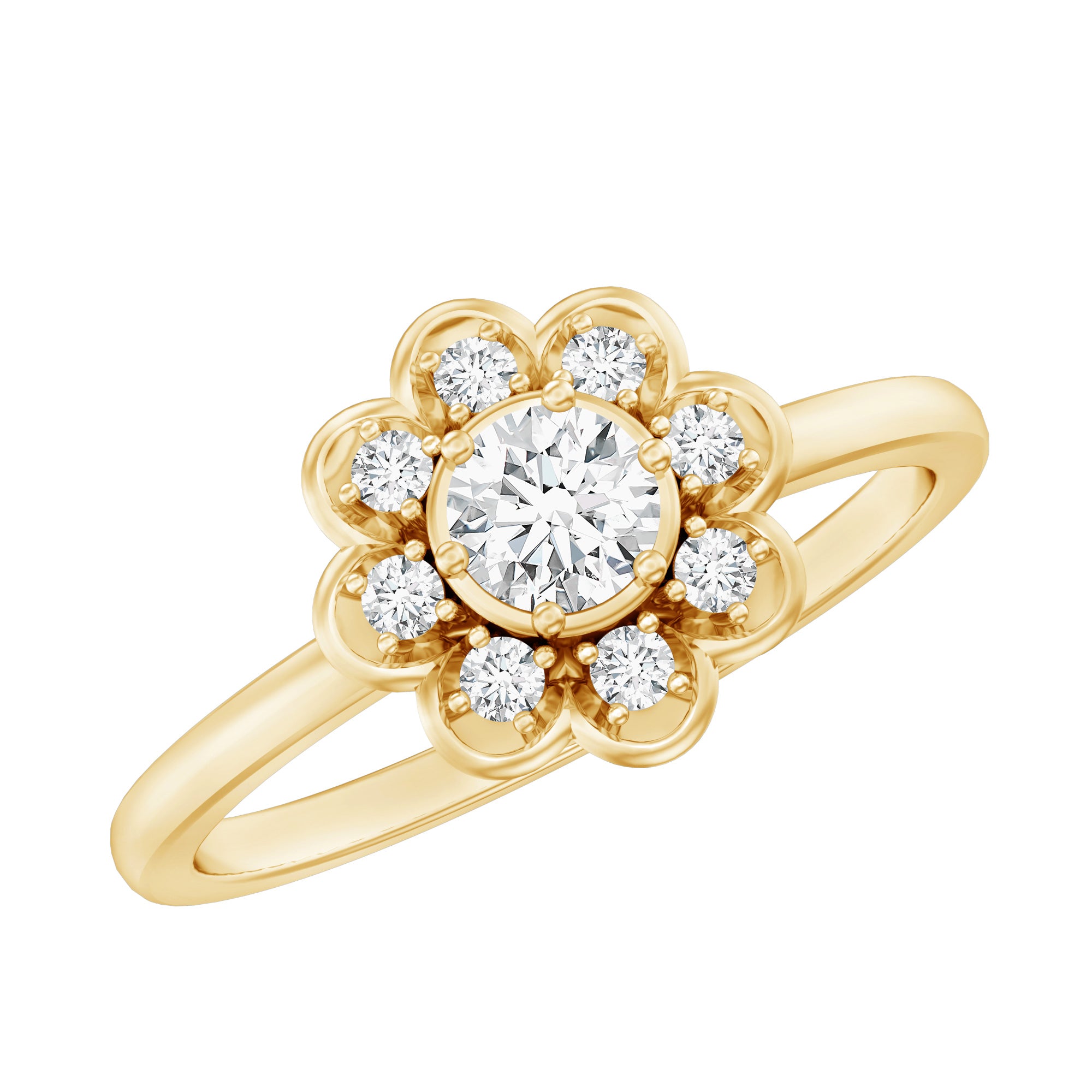 Certified Lab Grown Diamond Flower Promise Ring For Women Lab - ( EF-VS ) - Rosec Jewels