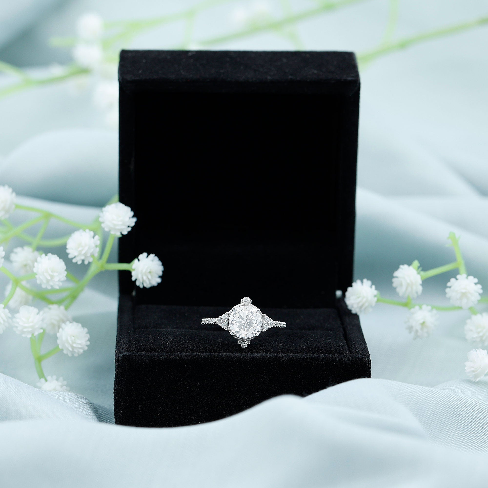 8 mm Lab Grown Diamond Vintage Inspired Engagement Ring Lab - ( EF-VS ) - Rosec Jewels