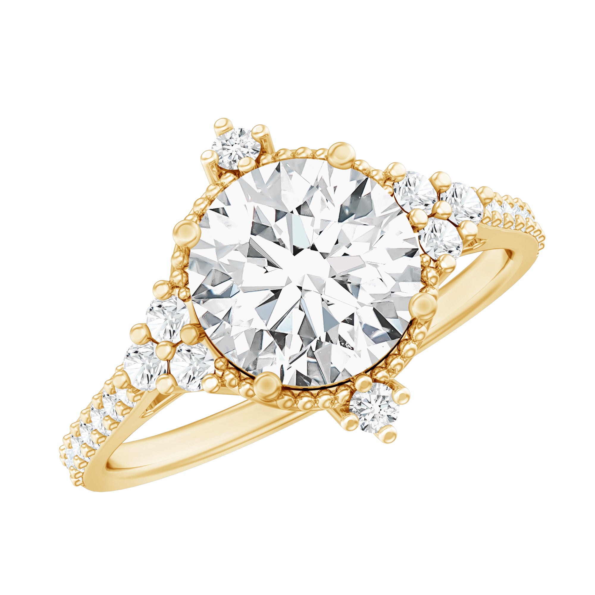 8 mm Lab Grown Diamond Vintage Inspired Engagement Ring Lab - ( EF-VS ) - Rosec Jewels
