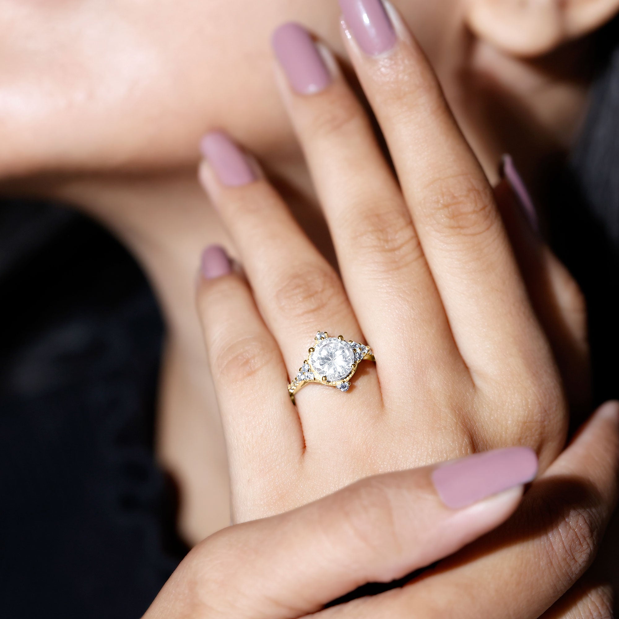 8 mm Lab Grown Diamond Vintage Inspired Engagement Ring Lab - ( EF-VS ) - Rosec Jewels