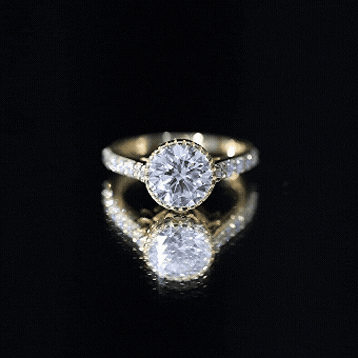 Certified Bezel Set Lab Grown Diamond Engagement Ring With Side Stones Lab - ( EF-VS ) - Rosec Jewels