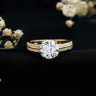 Certified Lab Grown Diamond 2 Carat Simple Engagement Ring With Side Stones Lab - ( EF-VS ) - Rosec Jewels