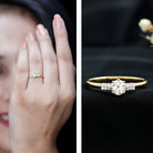 Certified 5 MM Lab Grown Diamond Non Traditional Engagement Ring Lab - ( EF-VS ) - Rosec Jewels