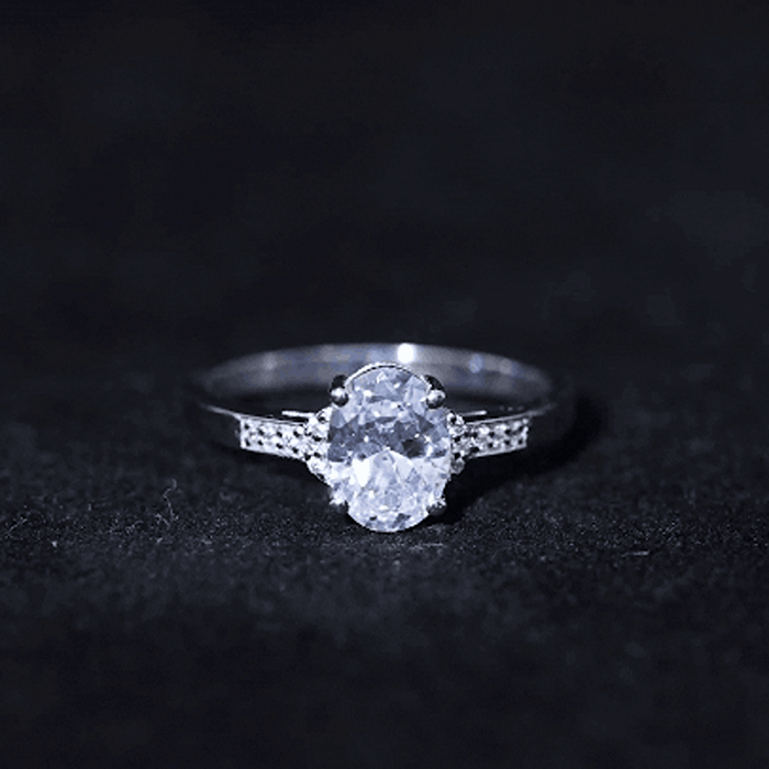 Certified 6X8 MM Oval Lab Grown Diamond Solitaire Engagement Ring Lab - ( EF-VS ) - Rosec Jewels