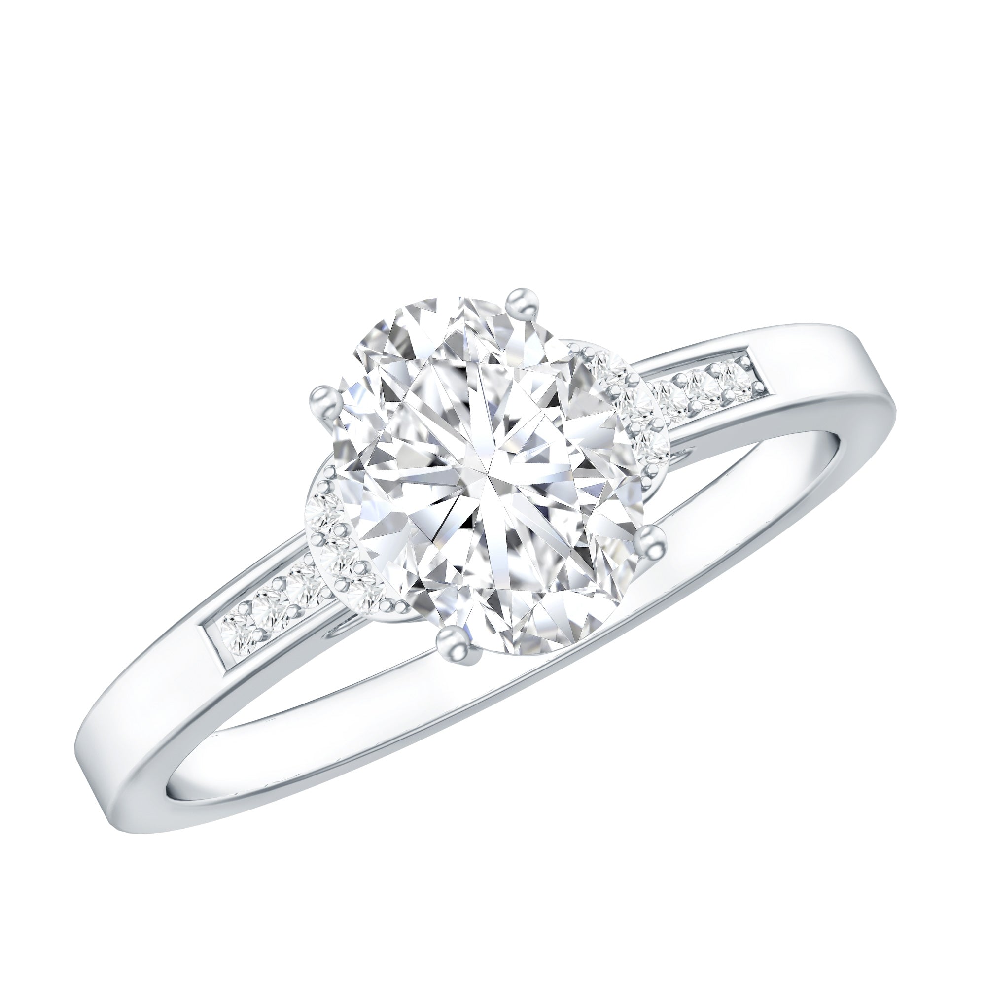 Certified 6X8 MM Oval Lab Grown Diamond Solitaire Engagement Ring Lab - ( EF-VS ) - Rosec Jewels