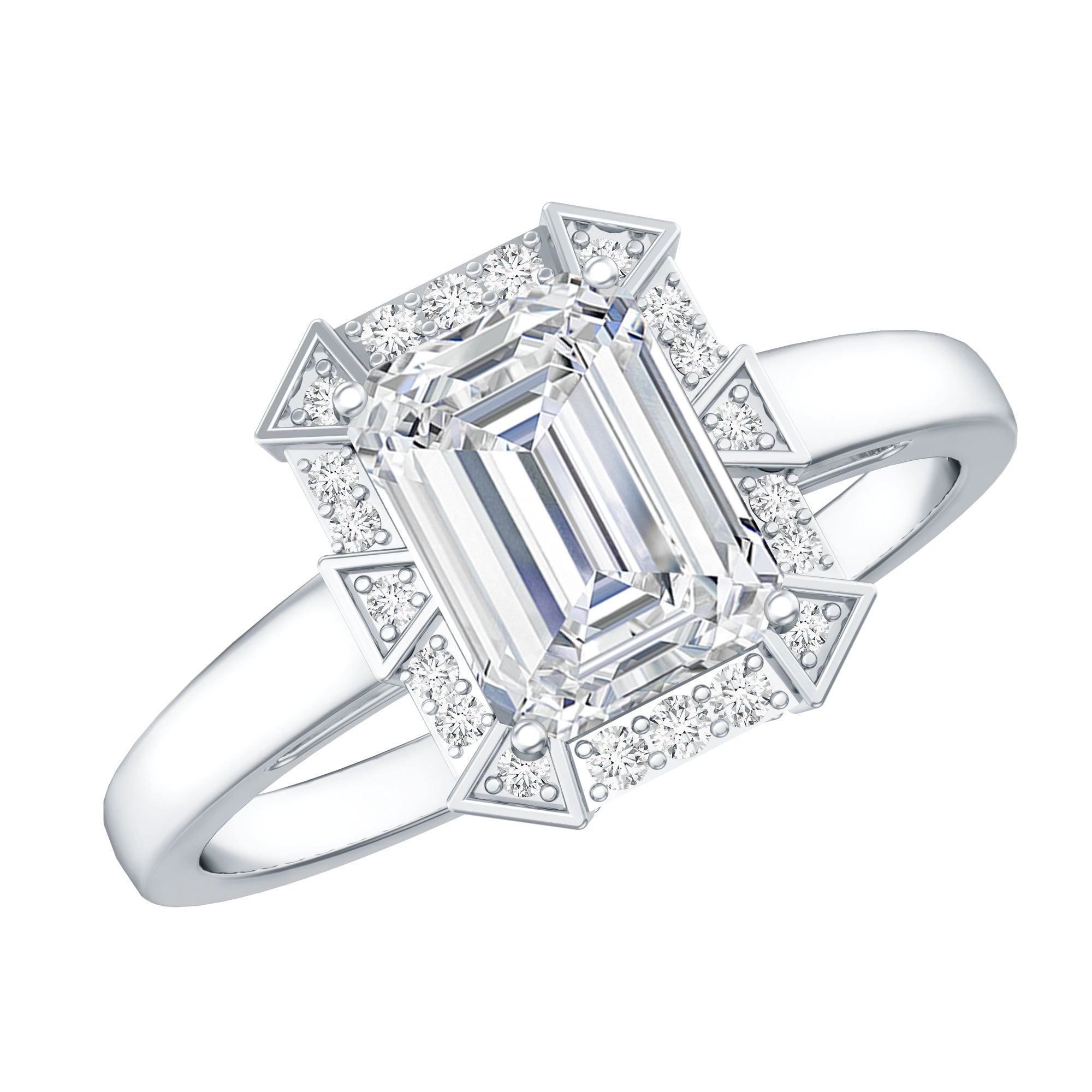 Certified 1 Carat Lab Grown Diamond Emerald Cut Engagement Ring Lab - ( EF-VS ) - Rosec Jewels