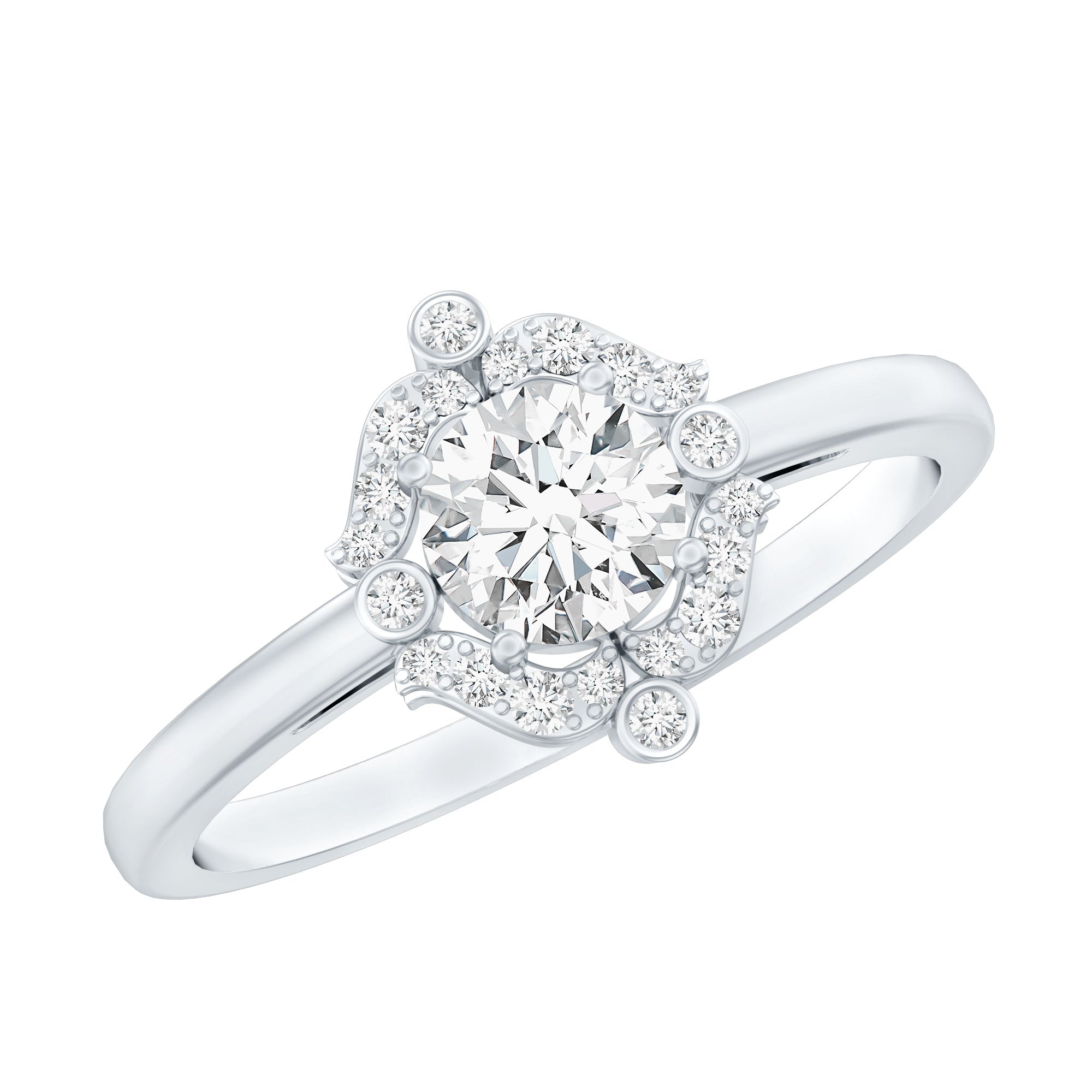 Certified 5 MM Lab Grown Diamond Unique Engagement Ring Lab - ( EF-VS ) - Rosec Jewels