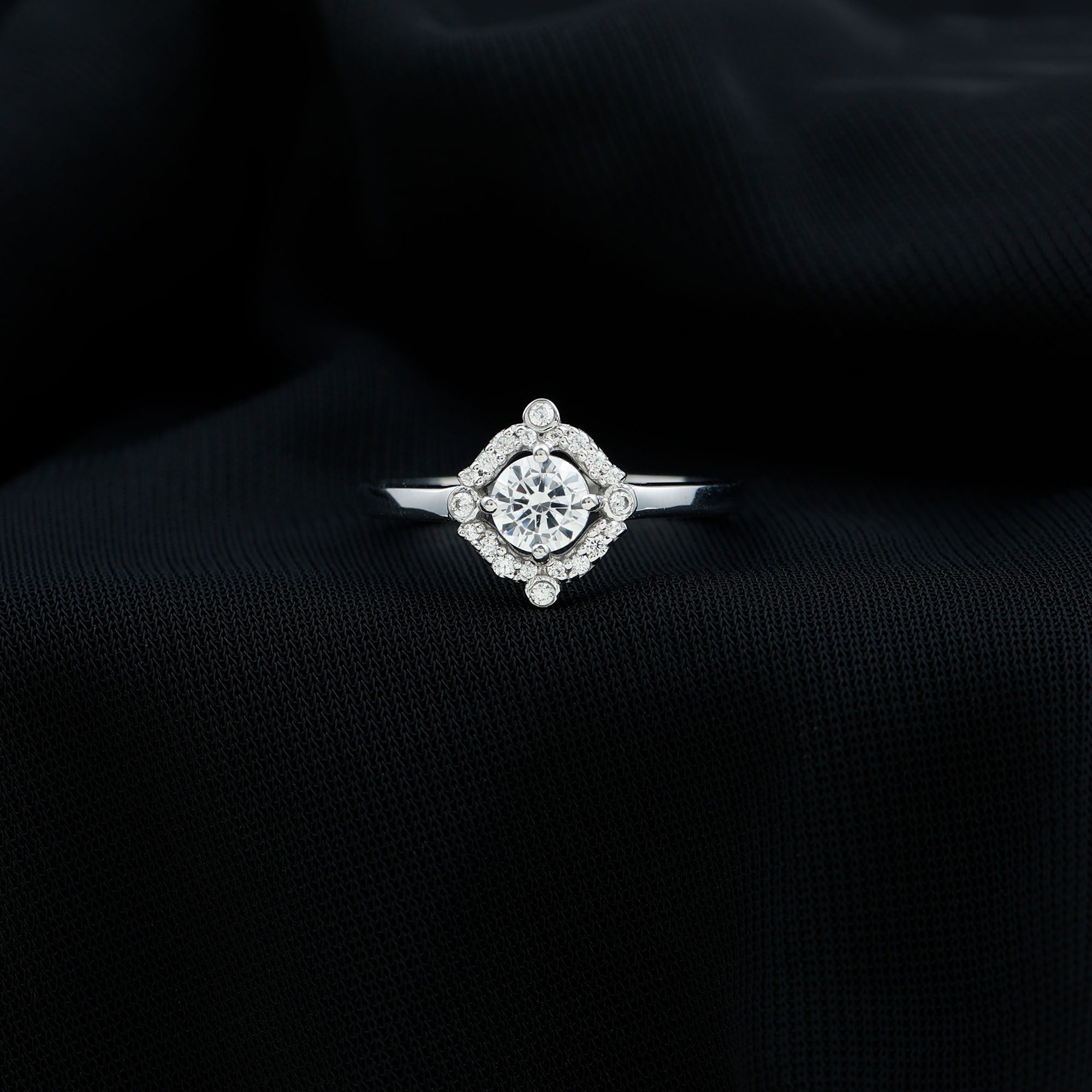 Certified 5 MM Lab Grown Diamond Unique Engagement Ring Lab - ( EF-VS ) - Rosec Jewels