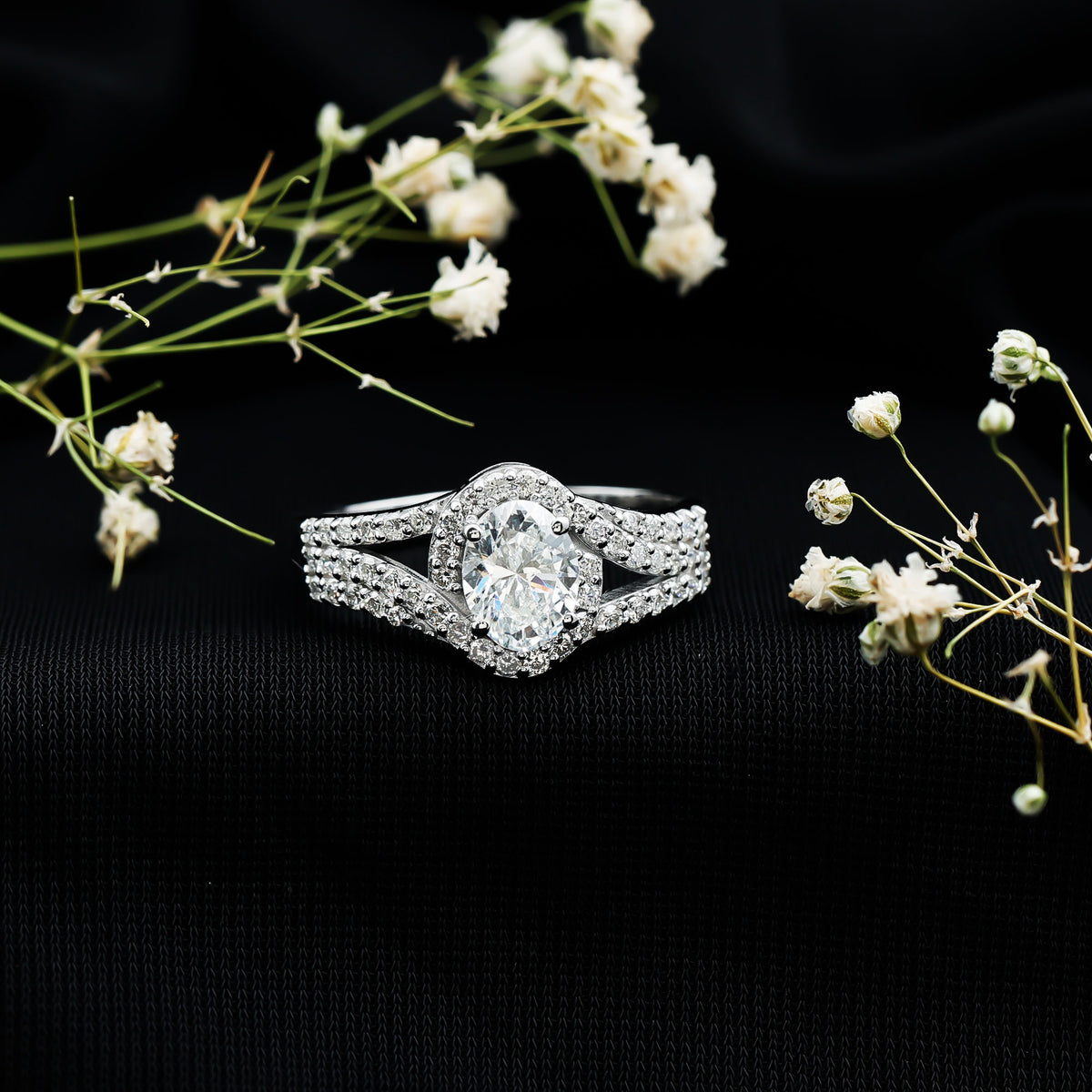 Certified 1.2 Carat Oval Lab Grown Diamond Split Shank Engagement Ring Lab - ( EF-VS ) - Rosec Jewels