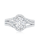 Certified 6X8 MM Oval Lab Grown Diamond Split Shank Engagement Ring Lab - ( EF-VS ) - Rosec Jewels