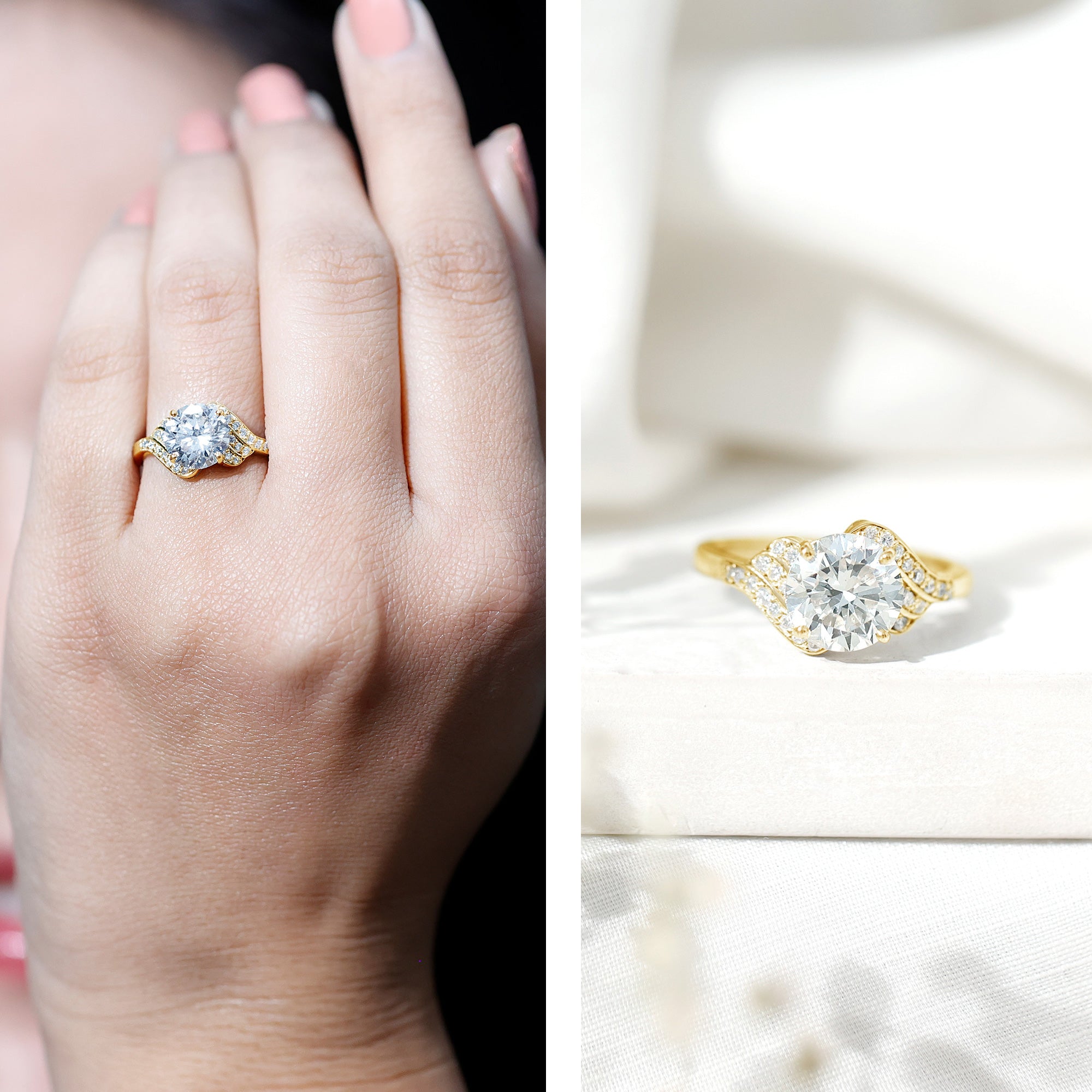 Rosec Jewels-Certified 8 MM Lab Grown Diamond Unique Engagement Ring