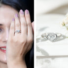 Certified Lab 5MM Heart Diamond Halo Engagement Ring Lab - ( EF-VS ) - Rosec Jewels