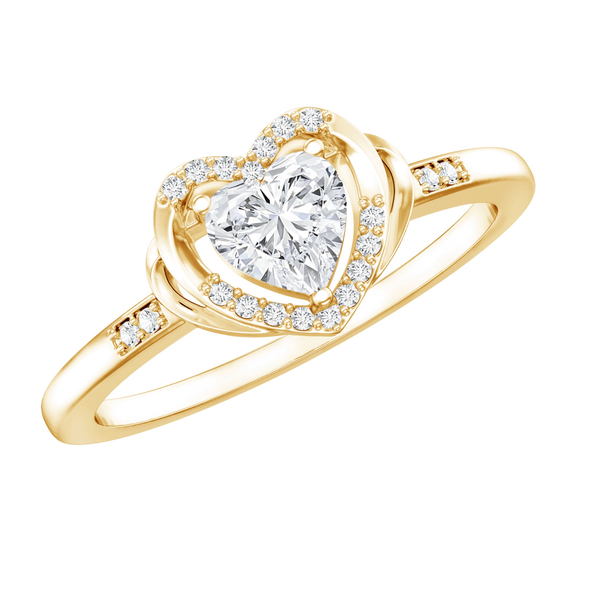 Certified Lab 5MM Heart Diamond Halo Engagement Ring Lab - ( EF-VS ) - Rosec Jewels