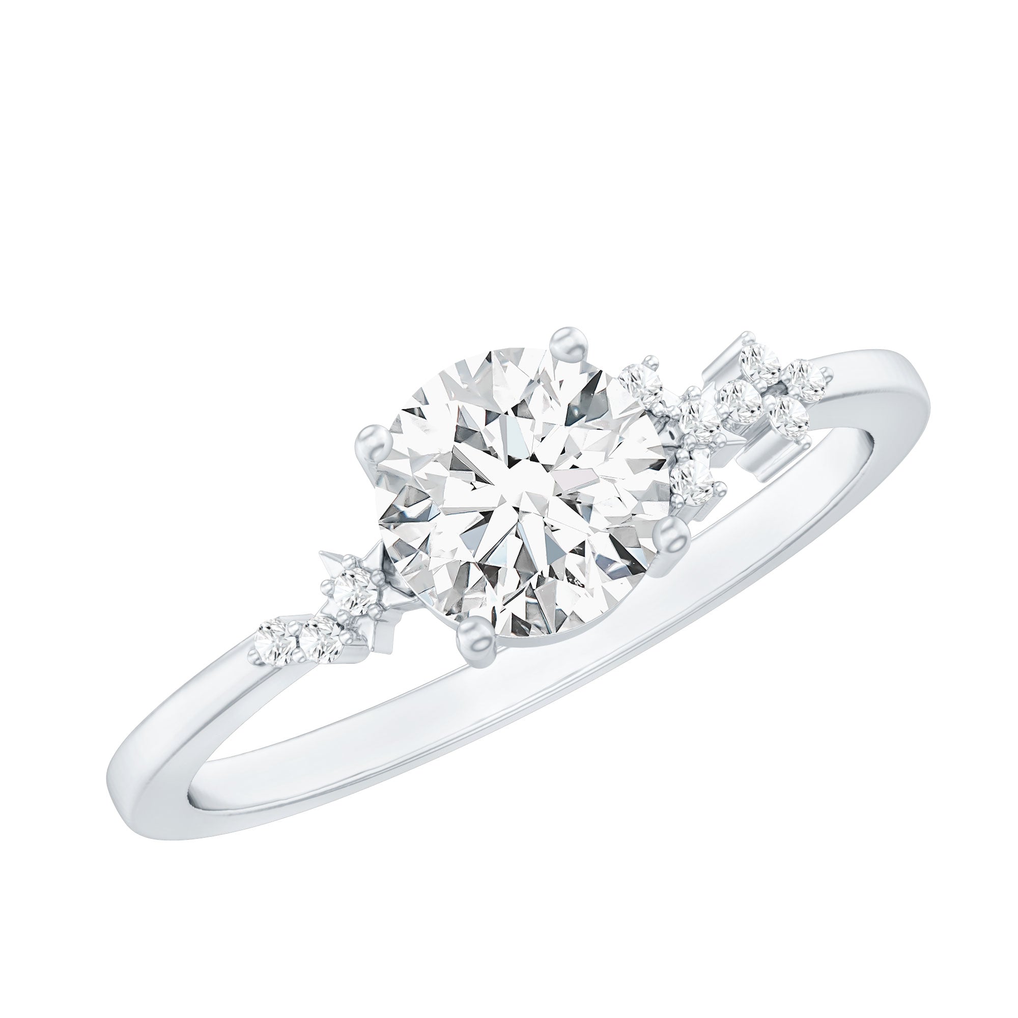 6 MM Lab Grown Diamond Solitaire Engagement Ring Lab - ( EF-VS ) - Rosec Jewels