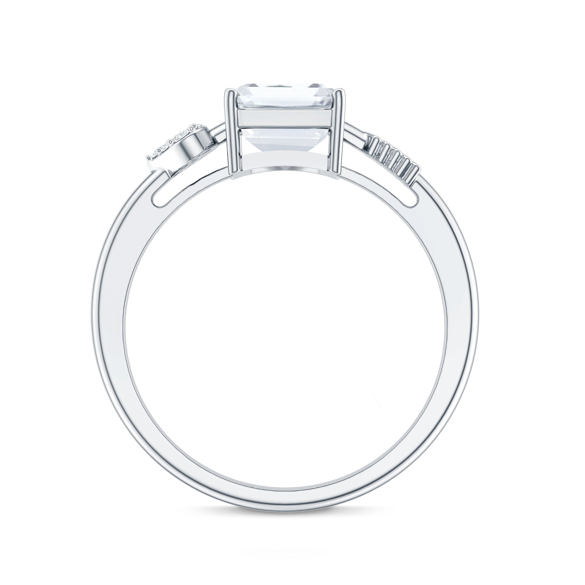Lab Grown Diamond Emerald Cut Designer Engagement Ring Lab - ( EF-VS ) - Rosec Jewels