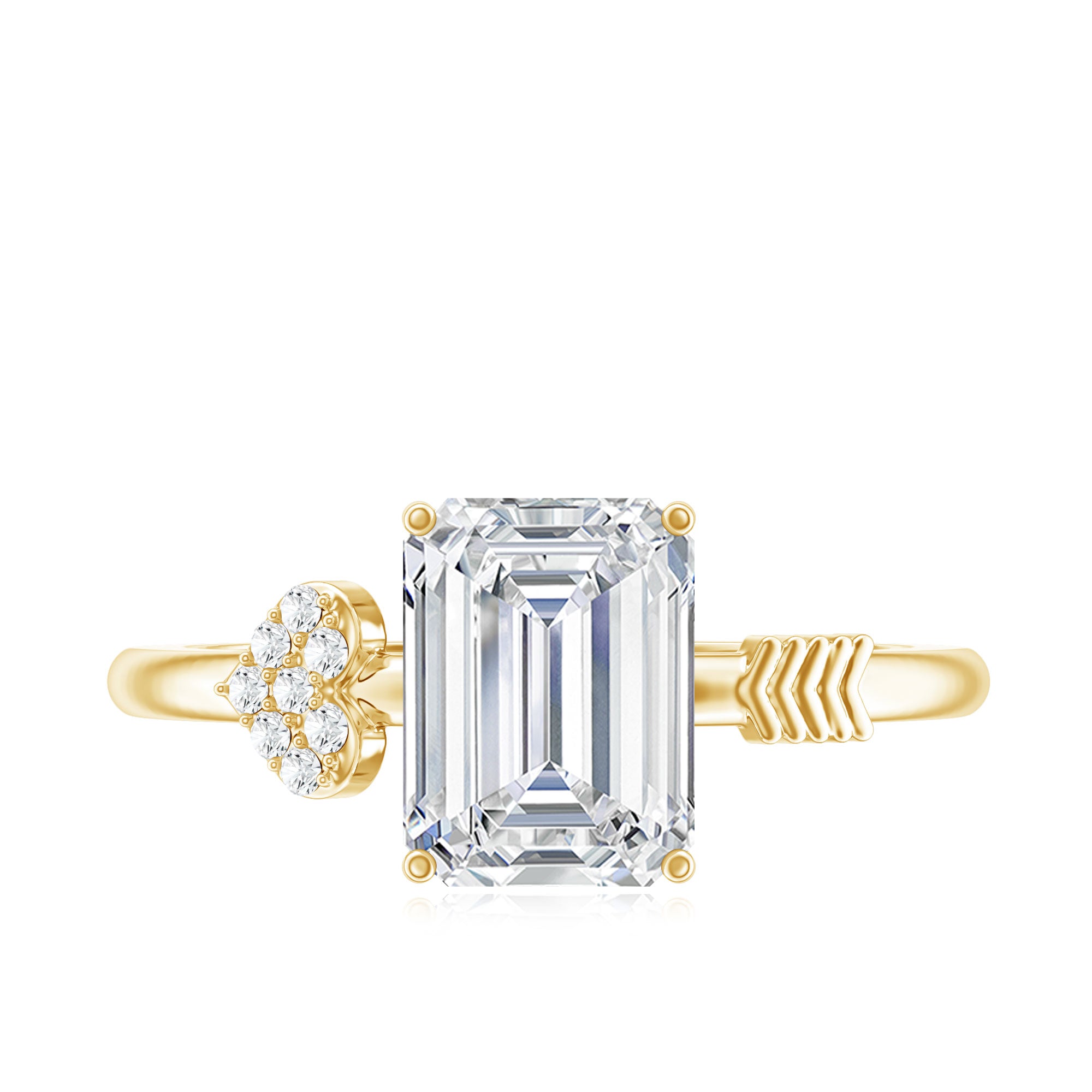 Lab Grown Diamond Emerald Cut Designer Engagement Ring Lab - ( EF-VS ) - Rosec Jewels