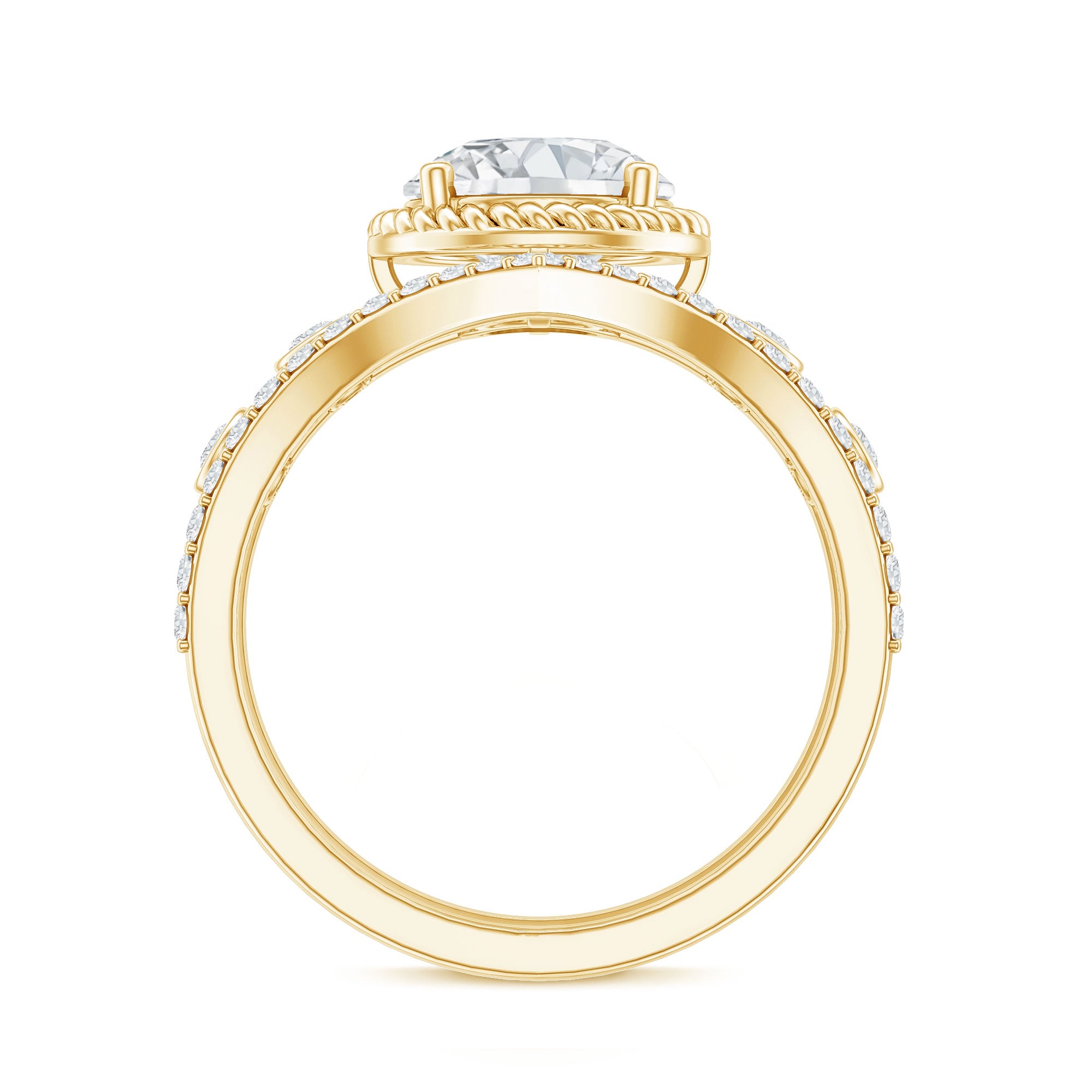 Certified Lab Grown Diamond Solitaire Bridal Ring Set With Enhancer Lab - ( EF-VS ) - Rosec Jewels