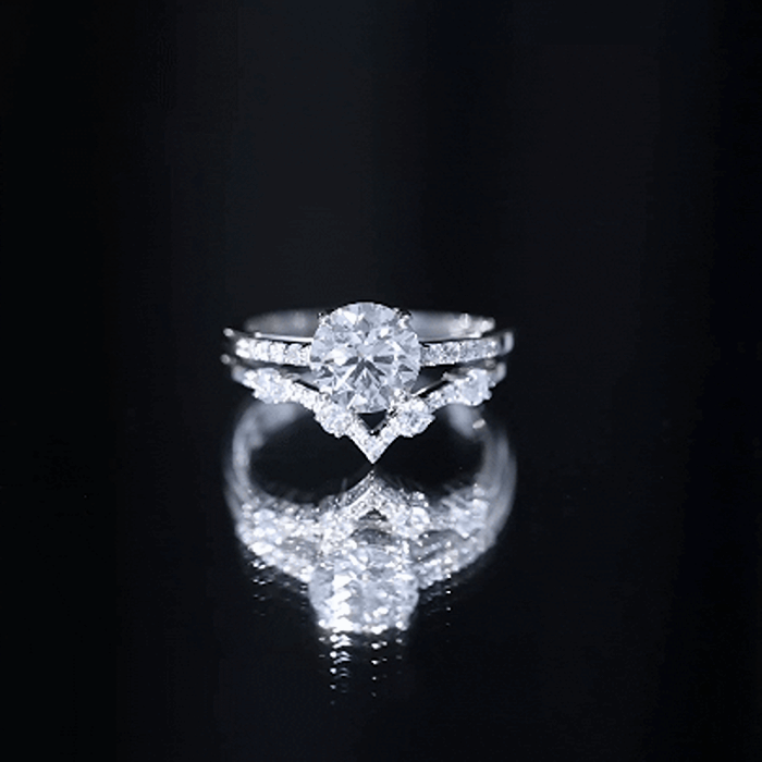 Certified Lab Grown Diamond Bridal Ring Set For Women Lab - ( EF-VS ) - Rosec Jewels