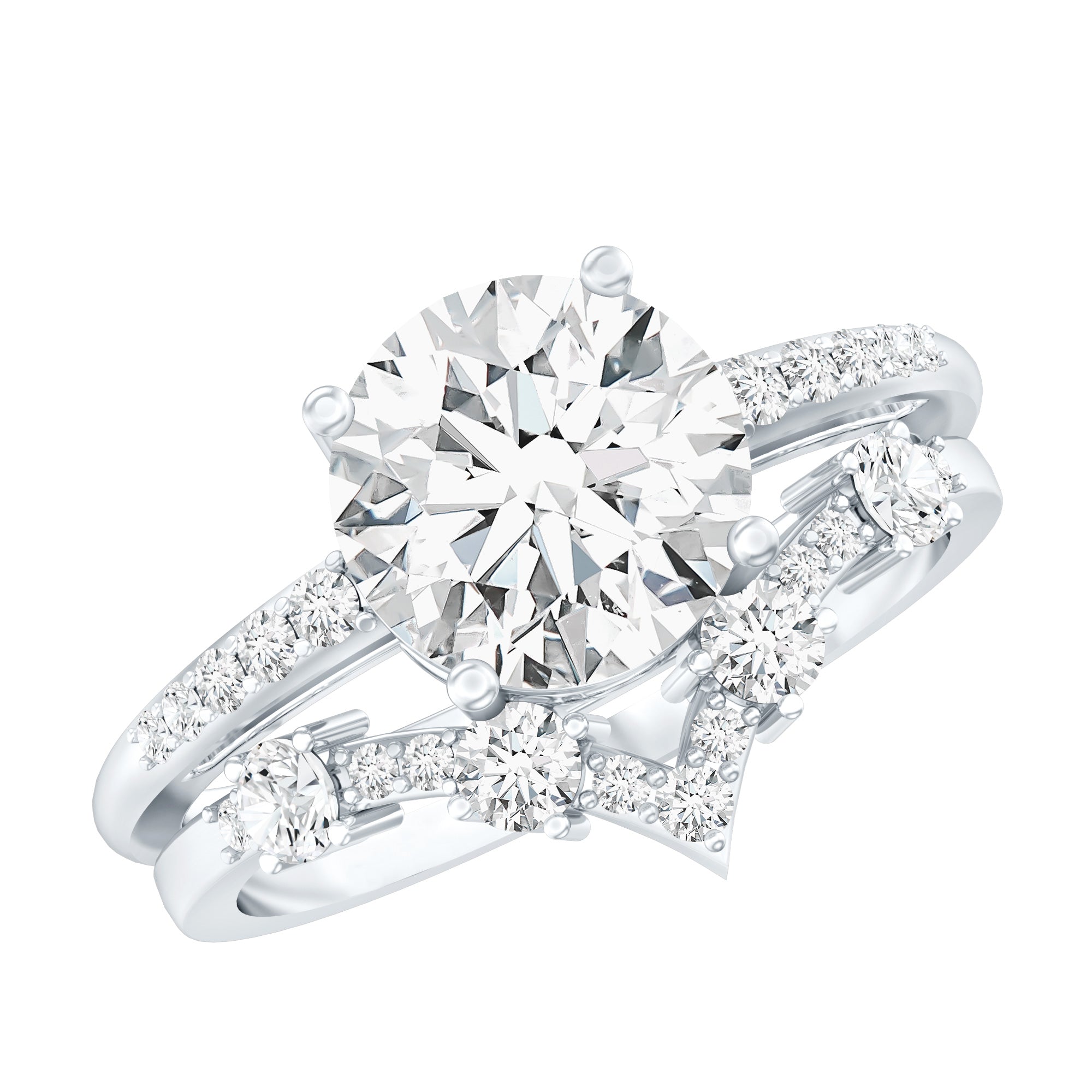 Certified Lab Grown Diamond Bridal Ring Set For Women Lab - ( EF-VS ) - Rosec Jewels