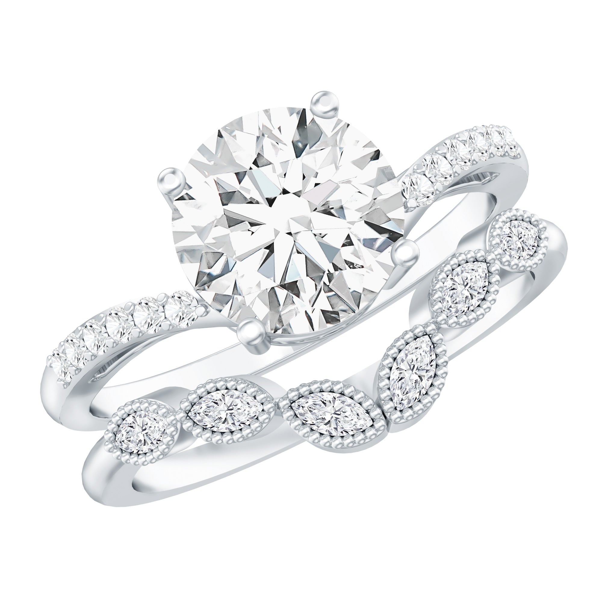 Rosec Jewels-Certified Lab Grown Diamond Engagement Ring With Ring Guard