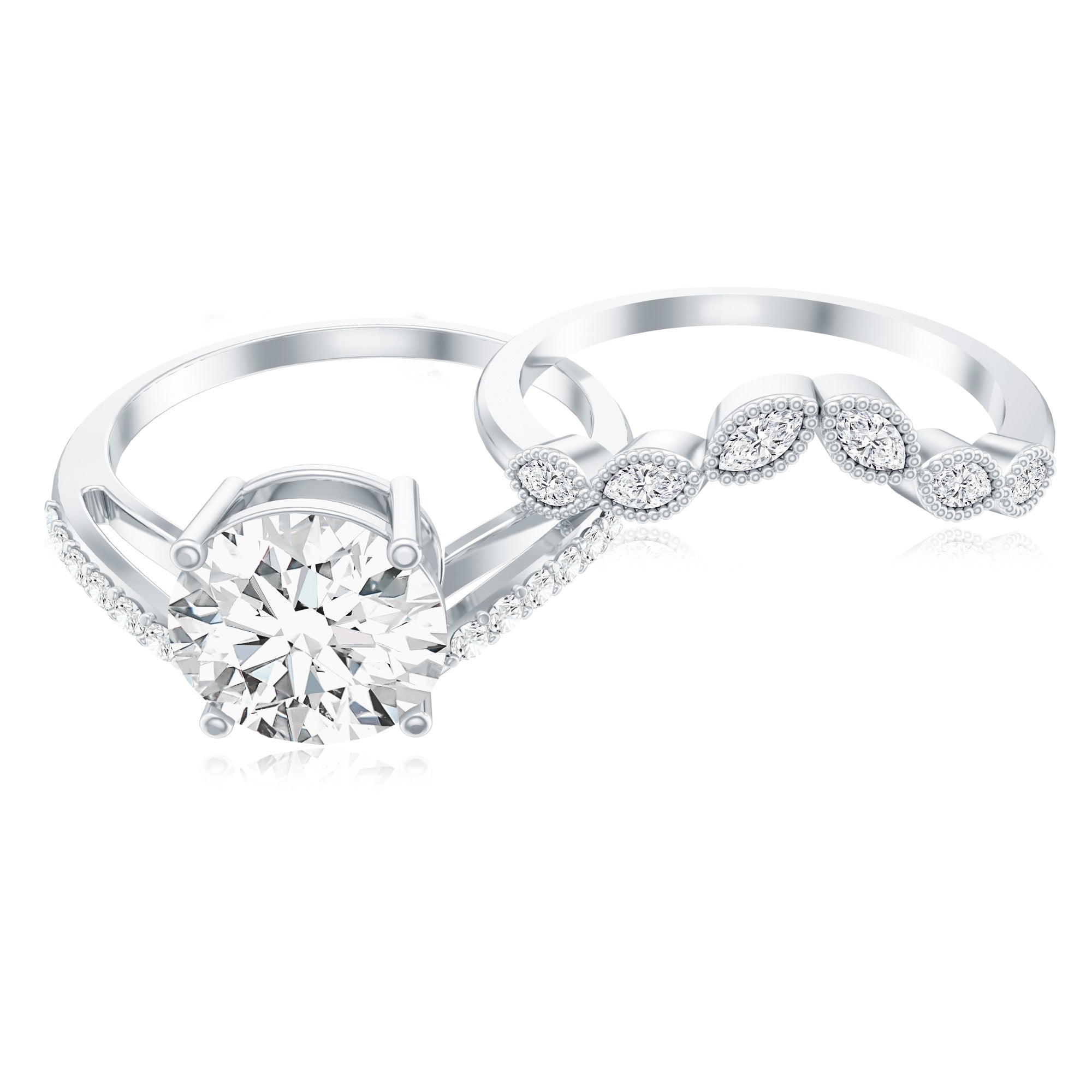 Rosec Jewels-Certified Lab Grown Diamond Engagement Ring With Ring Guard