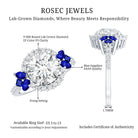 9 mm Lab Grown Diamond Halo Engagement Ring With Blue Sapphire Lab - ( EF-VS ) - Rosec Jewels