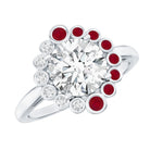 Certified Lab 8 mm Diamond Ruby Halo Engagement Ring For Women Lab - ( EF-VS ) - Rosec Jewels