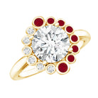 Certified Lab 8 mm Diamond Ruby Halo Engagement Ring For Women Lab - ( EF-VS ) - Rosec Jewels