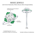 Certified Lab Grown Diamond Flower Engagement Ring With Emerald Lab - ( EF-VS ) - Rosec Jewels
