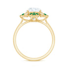 Certified Lab Grown Diamond Flower Engagement Ring With Emerald Lab - ( EF-VS ) - Rosec Jewels