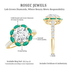 Certified Lab 9 mm Diamond Emerald Designer Engagement Ring Lab - ( EF-VS ) - Rosec Jewels
