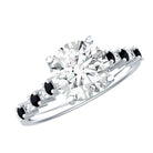 Lab Grown Diamond Designer Engagement Ring with Black Diamond Lab - ( EF-VS ) - Rosec Jewels