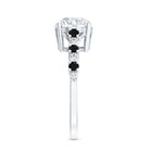 Lab Grown Diamond Designer Engagement Ring with Black Diamond Lab - ( EF-VS ) - Rosec Jewels