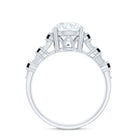 Lab Grown Diamond Designer Engagement Ring with Black Diamond Lab - ( EF-VS ) - Rosec Jewels