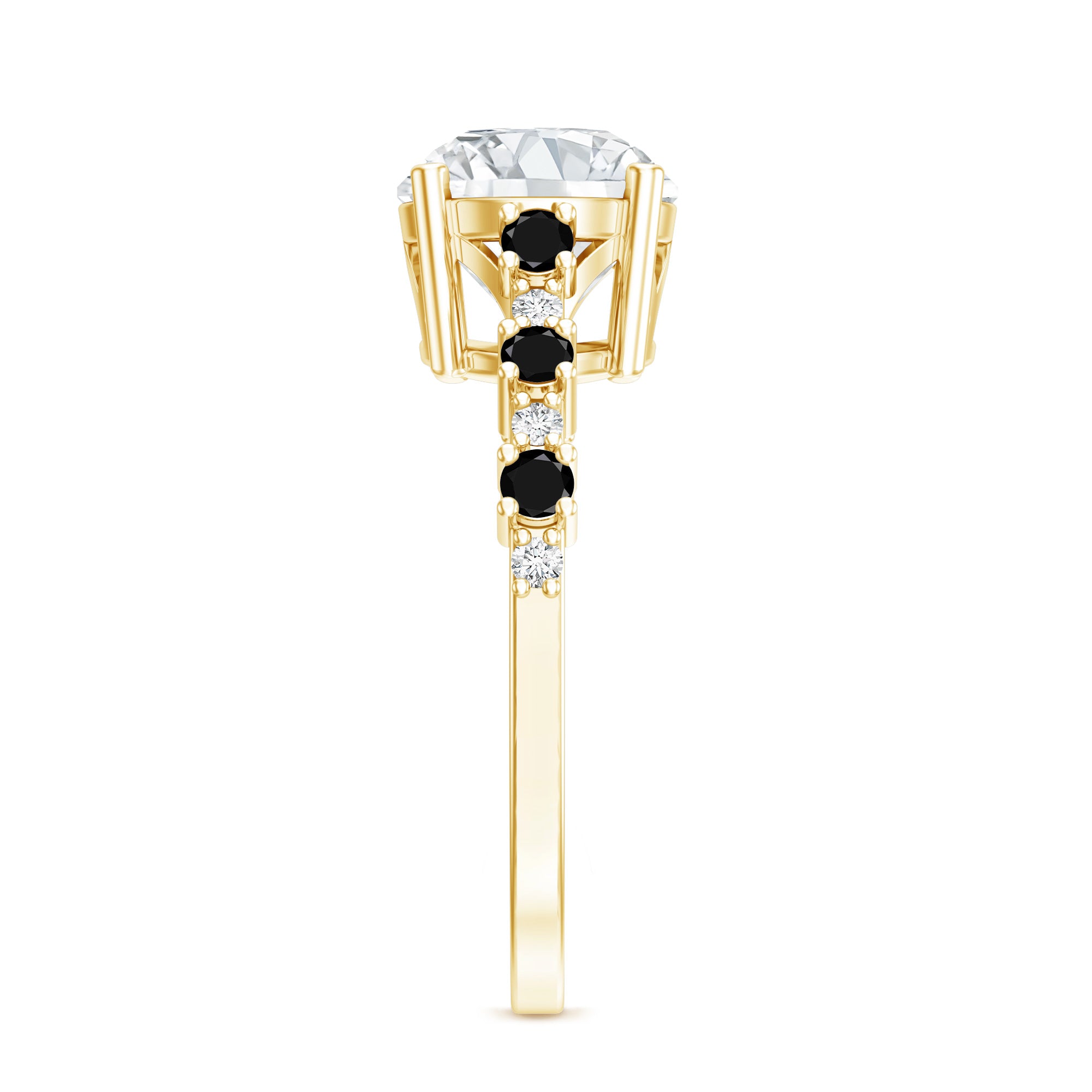 Lab Grown Diamond Designer Engagement Ring with Black Diamond Lab - ( EF-VS ) - Rosec Jewels