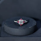 Certified Lab Grown Diamond Halo Engagement Ring with Ruby Lab - ( EF-VS ) - Rosec Jewels