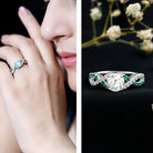 Lab Grown Diamond Crossover Engagement Ring with Emerald Lab - ( EF-VS ) - Rosec Jewels