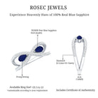 Real Pear Shape Blue Sapphire 2 Stone Engagement Ring with Diamond AAA - Rosec Jewels