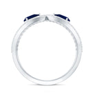 Real Pear Shape Blue Sapphire 2 Stone Engagement Ring with Diamond AAA - Rosec Jewels