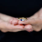 Natural Heart Shape Blue Sapphire Diamond 2 Stone Promise Ring AAA - Rosec Jewels