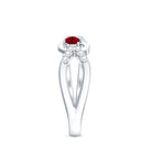Rosec Jewels-Natural Ruby Heart Promise Ring with Diamond Split Shank