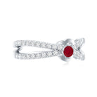 Rosec Jewels-Natural Ruby Heart Promise Ring with Diamond Split Shank