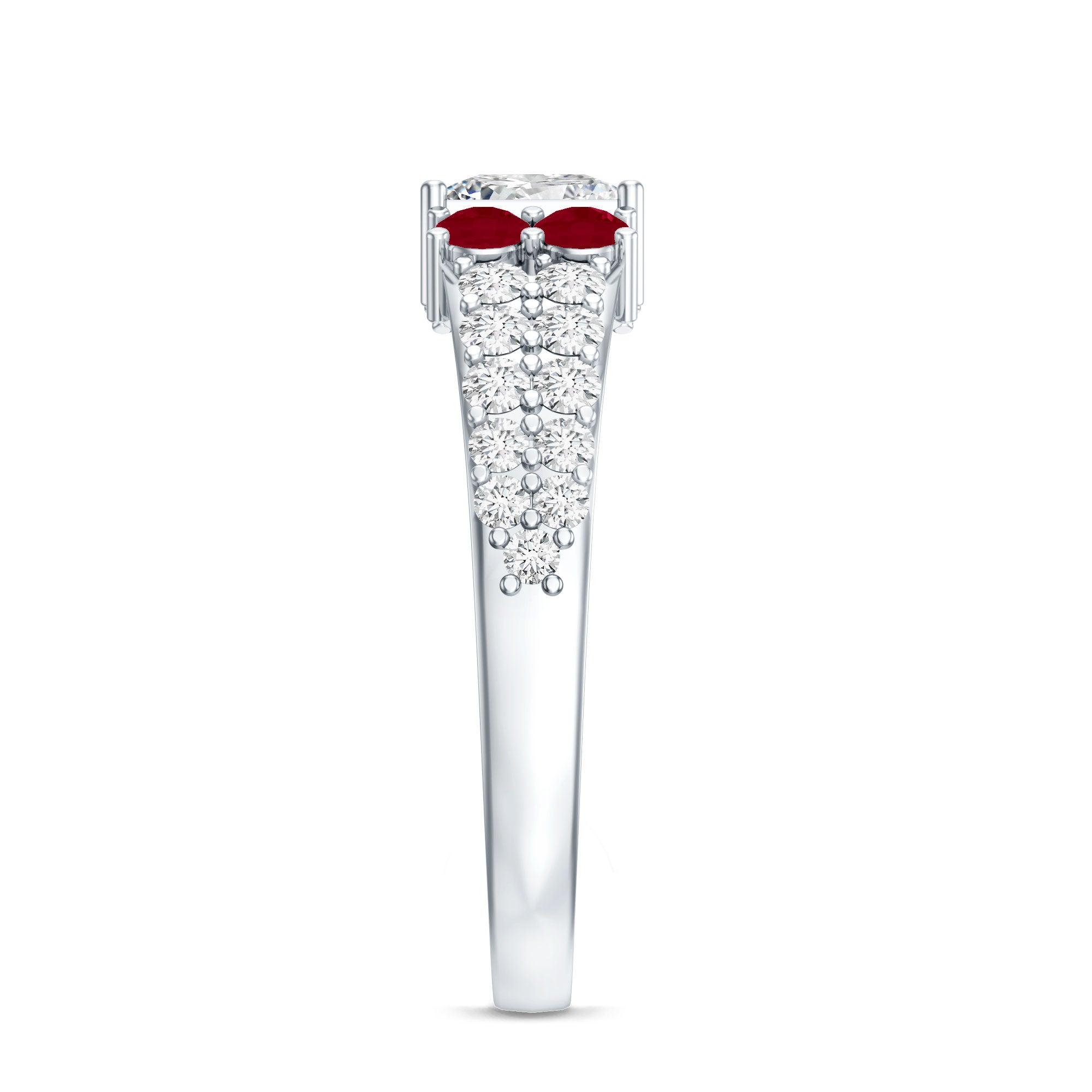 Lab Grown Diamond 5 MM Princess Cut Engagement Ring With Ruby Lab - ( EF-VS ) - Rosec Jewels