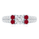 Lab Grown Diamond 5 MM Princess Cut Engagement Ring With Ruby Lab - ( EF-VS ) - Rosec Jewels